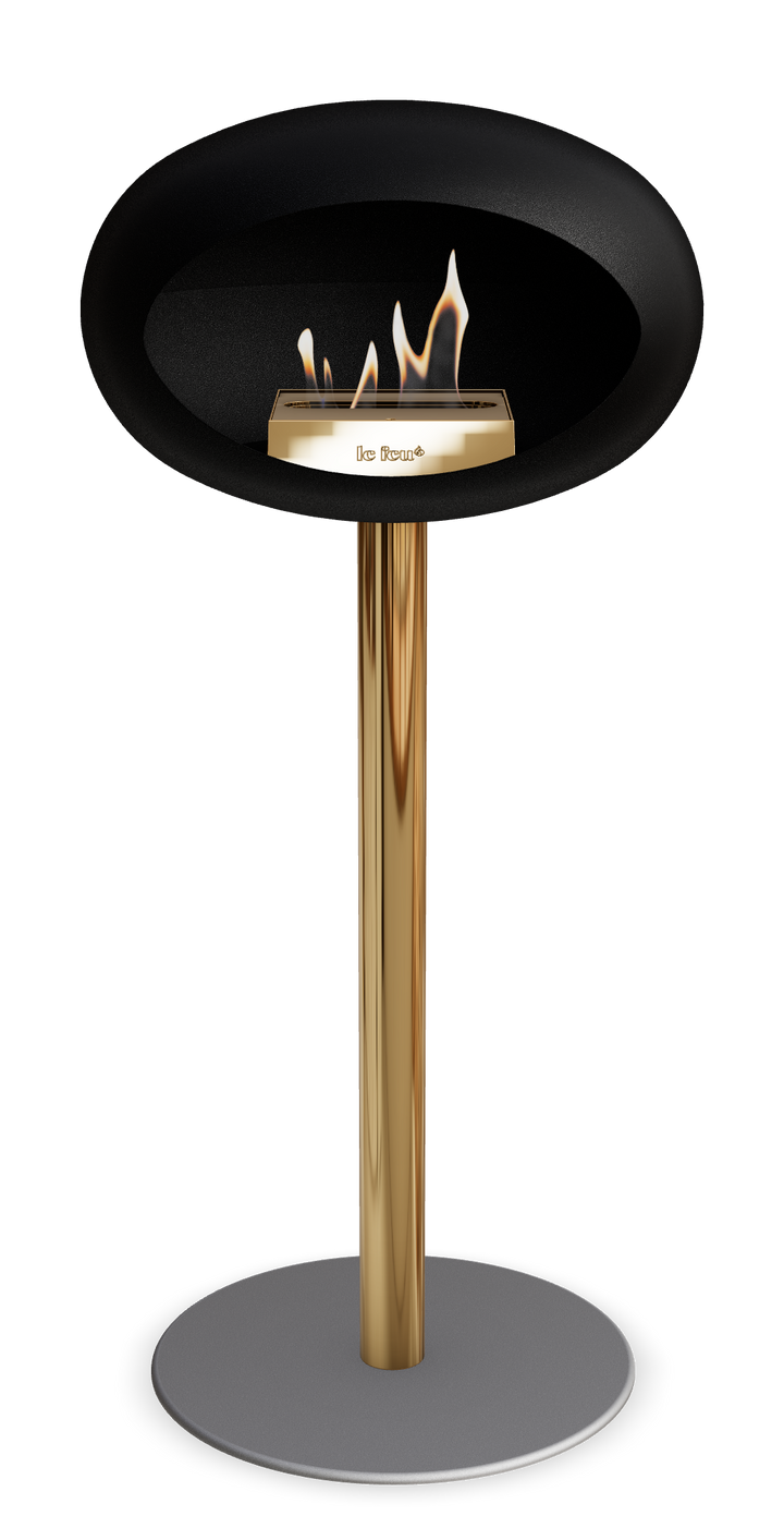 Le Feu GROUND STEEL HIGH Schwarz Ø 60 mm – Rohr Roségold, Brenner Roségold, Bodenplatte Nickel