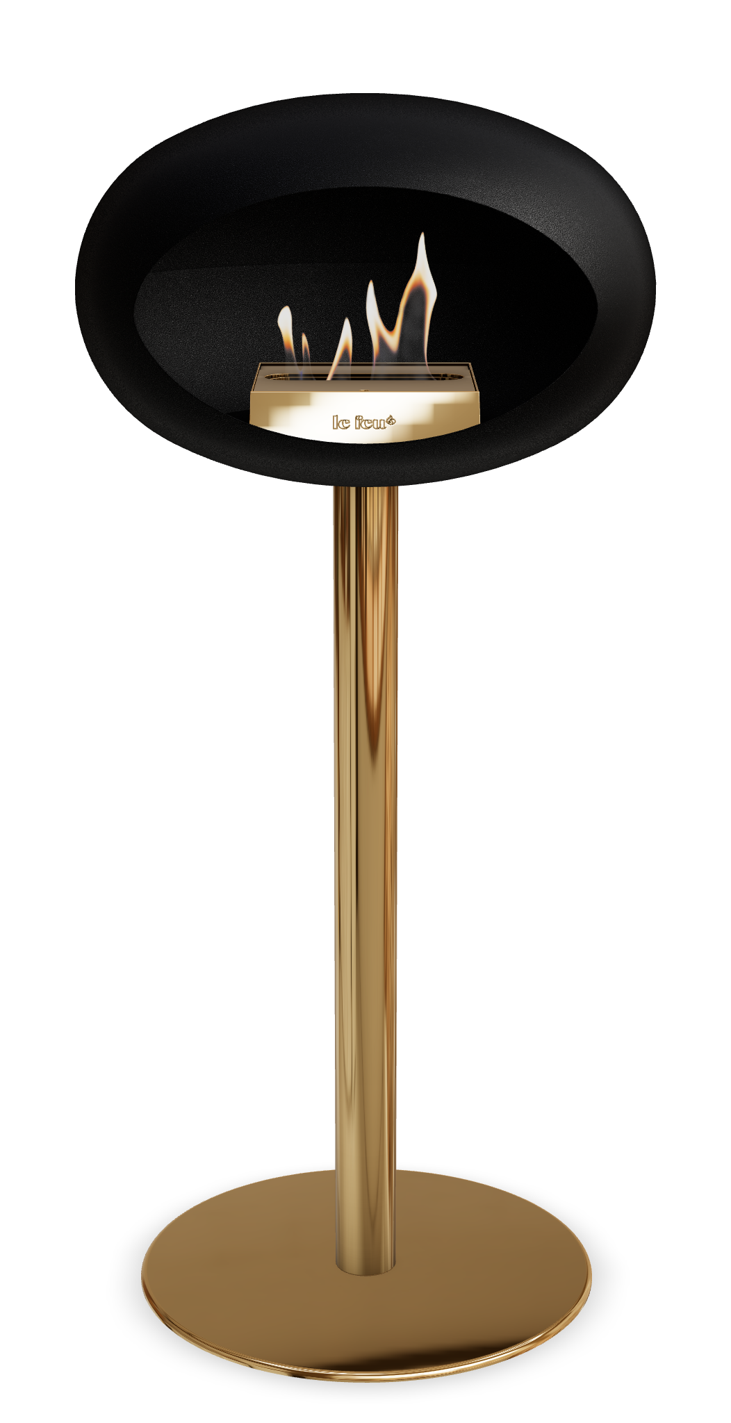 Le Feu GROUND STEEL HIGH Schwarz Ø 60 mm – Rohr Roségold, Brenner Roségold, Bodenplatte Roségold