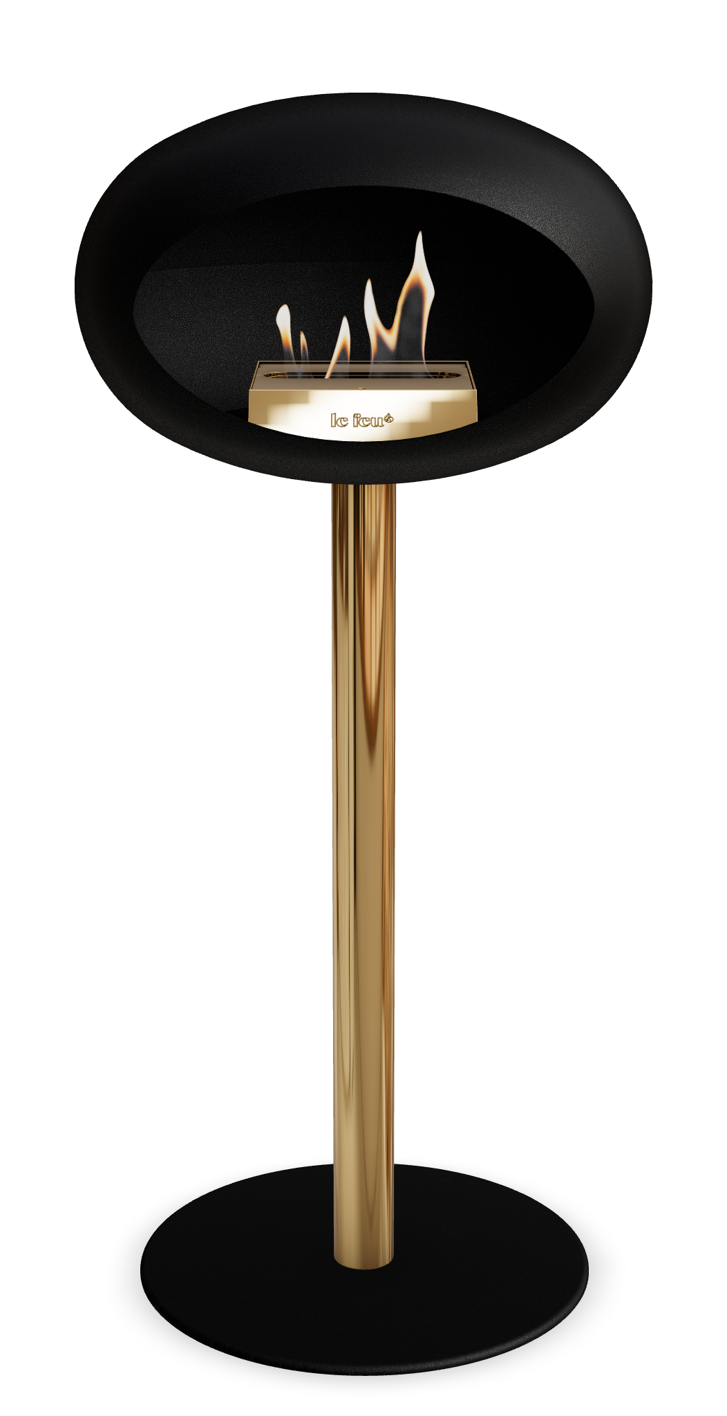 Le Feu GROUND STEEL HIGH Schwarz Ø 60 mm – Rohr Roségold, Brenner Roségold, Bodenplatte Schwarz
