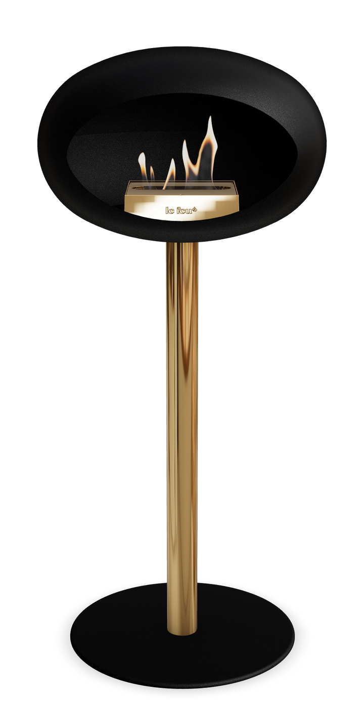 Le Feu GROUND STEEL HIGH Schwarz Ø 60 mm – Rohr Roségold, Brenner Roségold, Bodenplatte Schwarz