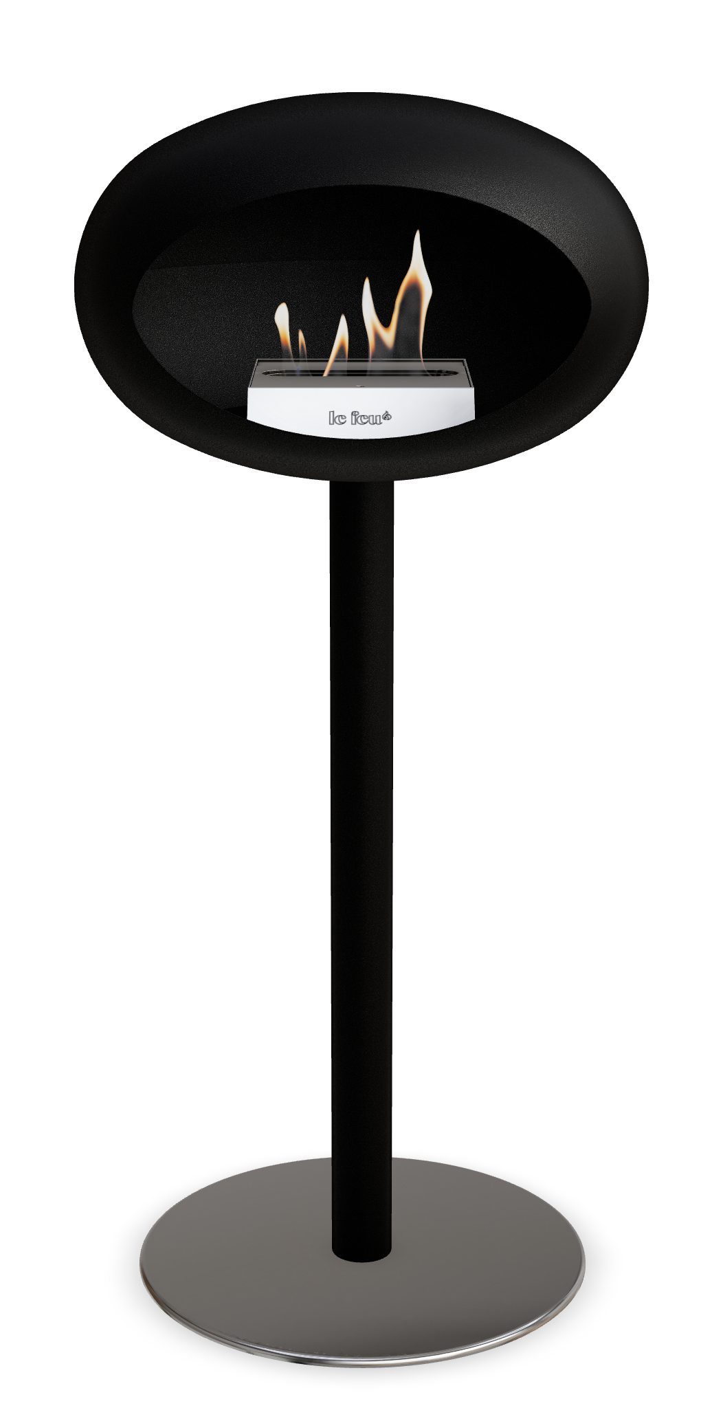 Le Feu GROUND STEEL HIGH Schwarz Ø 60 mm – Rohr Schwarz, Brenner Edelstahl, Bodenplatte Edelstahl