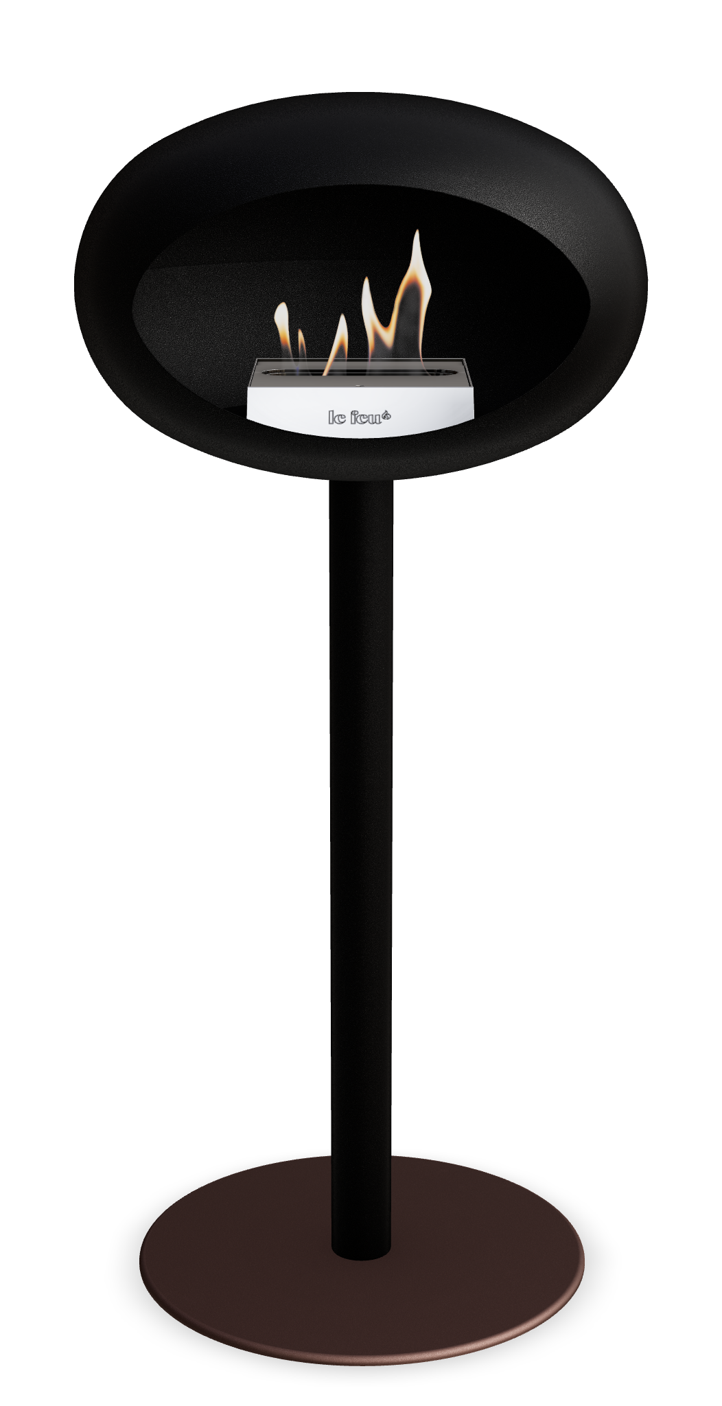 Le Feu GROUND STEEL HIGH Schwarz Ø 60 mm – Rohr Schwarz, Brenner Edelstahl, Bodenplatte Mokka