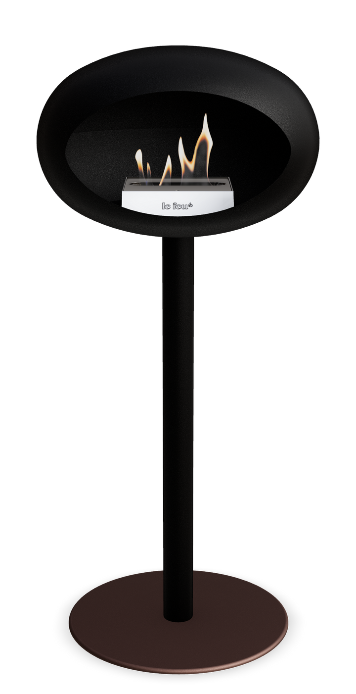 Le Feu GROUND STEEL HIGH Schwarz Ø 60 mm – Rohr Schwarz, Brenner Edelstahl, Bodenplatte Mokka