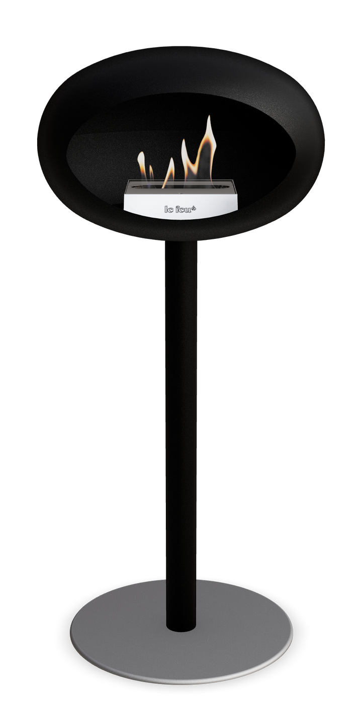 Le Feu GROUND STEEL HIGH Schwarz Ø 60 mm – Rohr Schwarz, Brenner Edelstahl, Bodenplatte Nickel