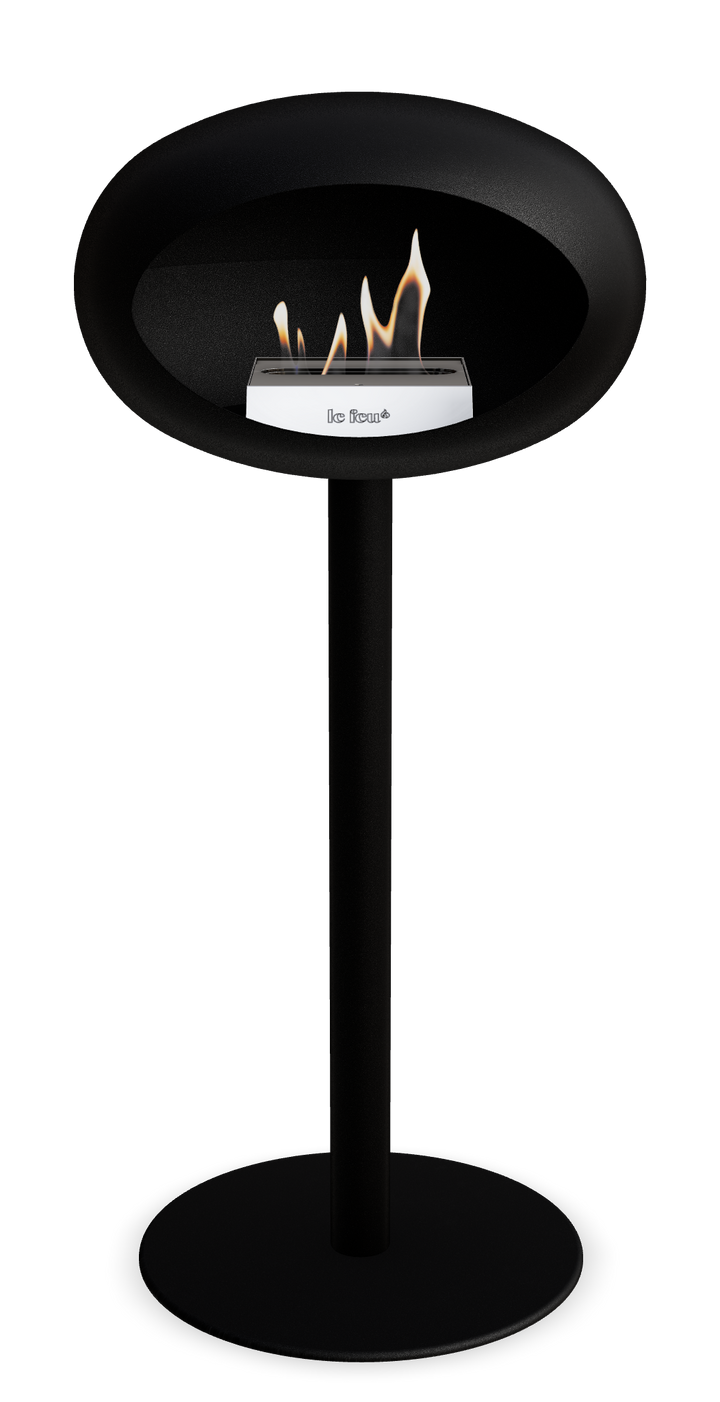 Le Feu GROUND STEEL HIGH Schwarz Ø 60 mm – Rohr Schwarz, Brenner Edelstahl, Bodenplatte Schwarz