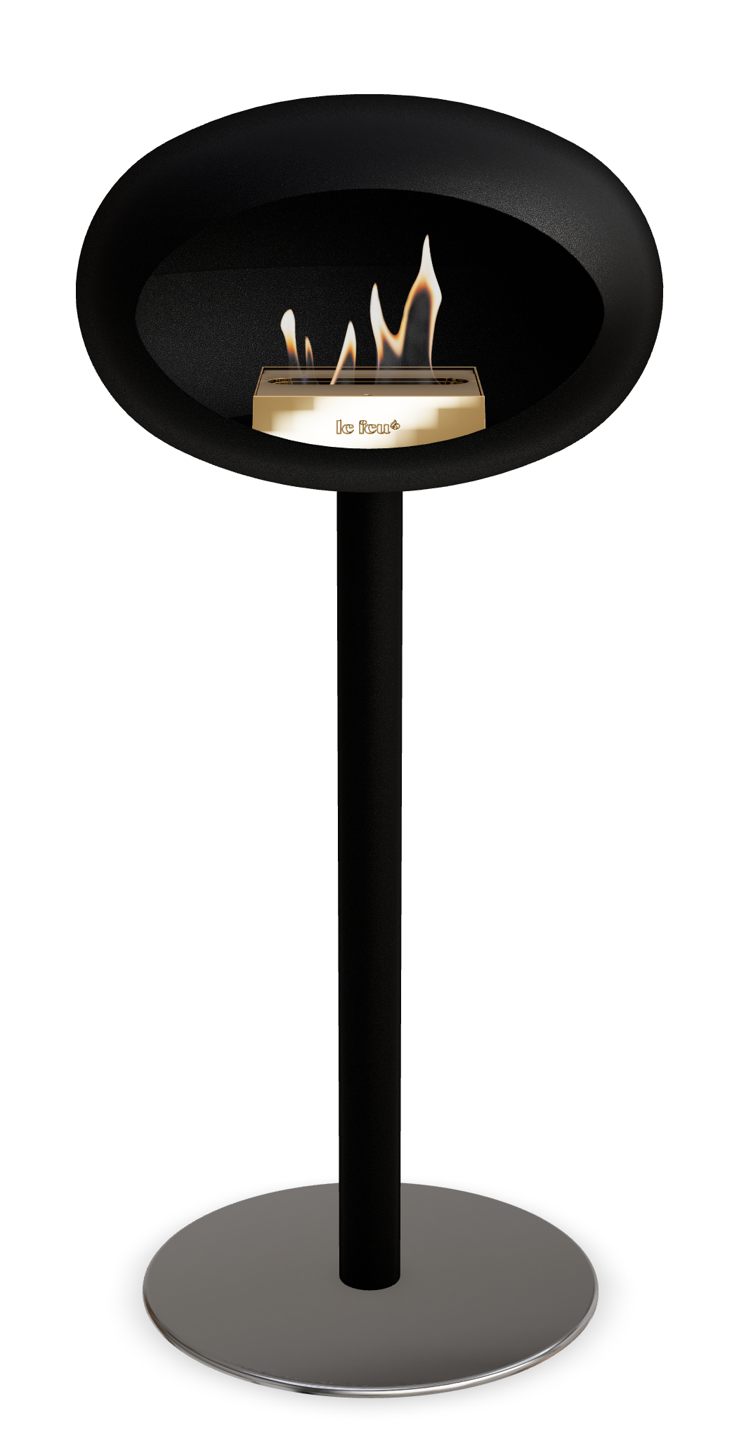 Le Feu GROUND STEEL HIGH Schwarz Ø 60 mm – Rohr Schwarz, Brenner Roségold, Bodenplatte Edelstahl