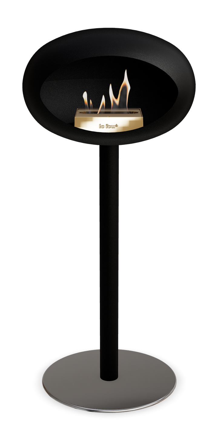 Le Feu GROUND STEEL HIGH Schwarz Ø 60 mm – Rohr Schwarz, Brenner Roségold, Bodenplatte Edelstahl
