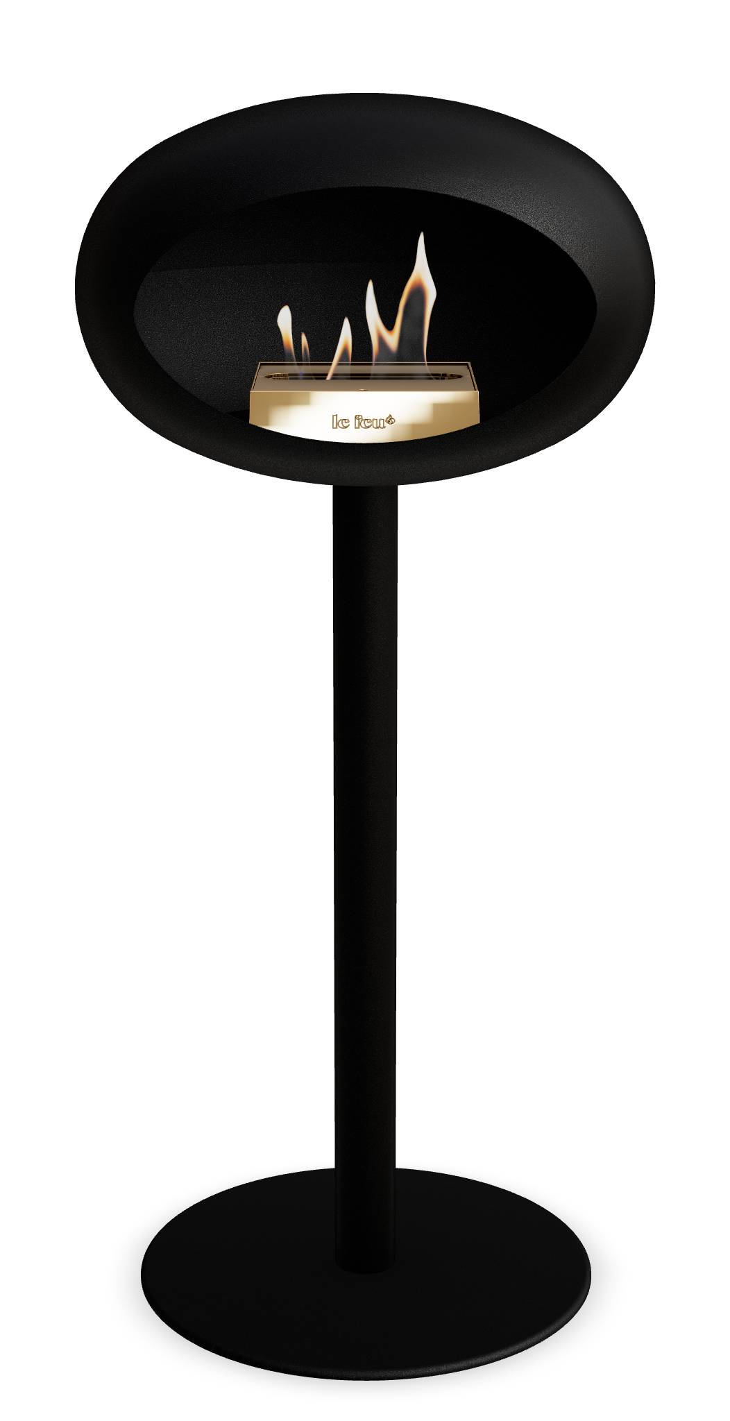 Le Feu GROUND STEEL HIGH Schwarz Ø 60 mm – Rohr Schwarz, Brenner Roségold, Bodenplatte Schwarz