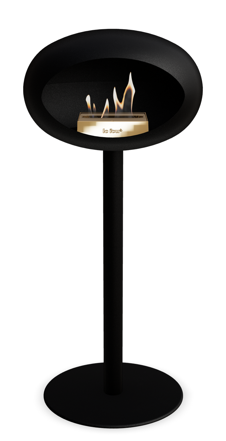 Le Feu GROUND STEEL HIGH Schwarz Ø 60 mm – Rohr Schwarz, Brenner Roségold, Bodenplatte Schwarz