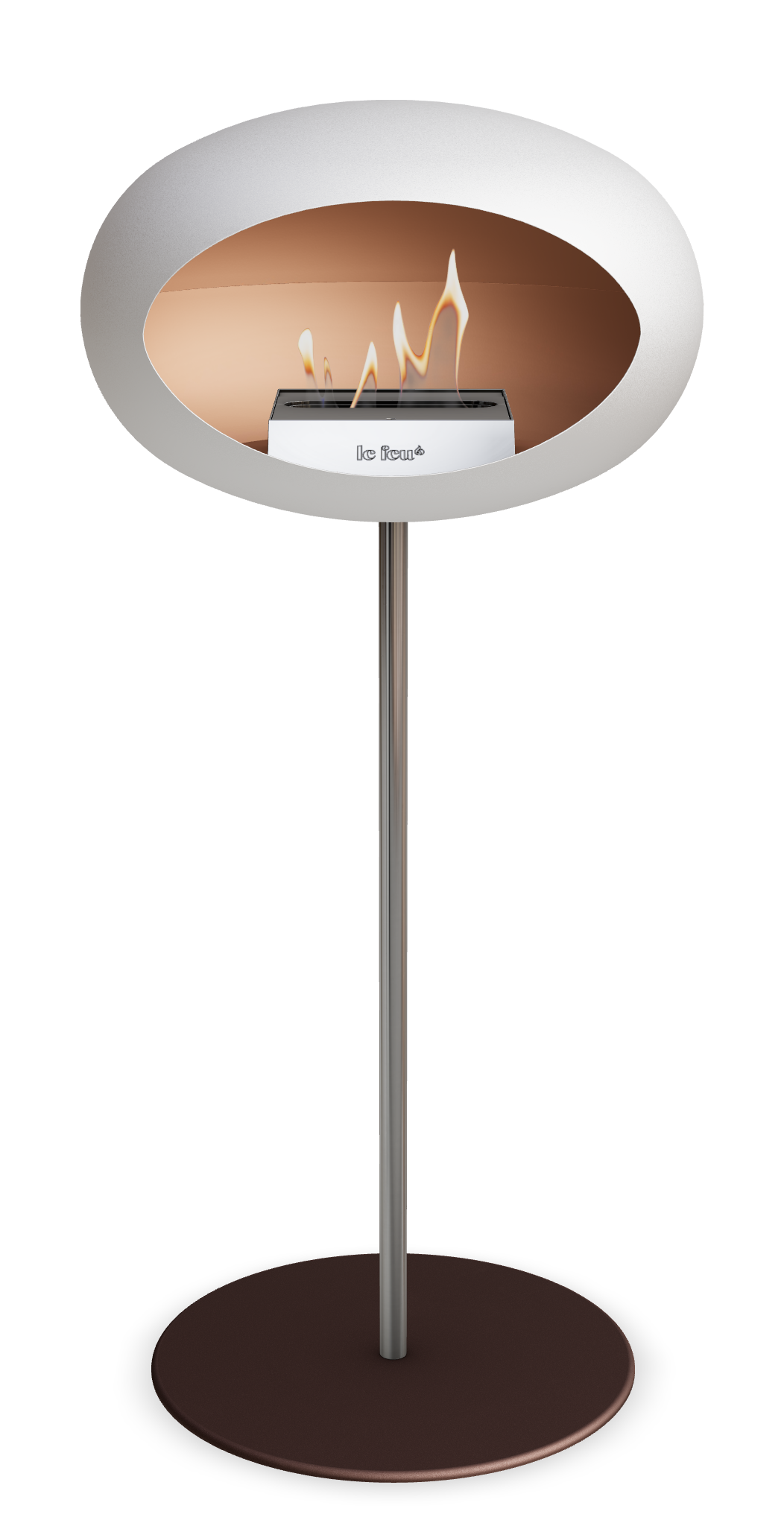 Le Feu GROUND STEEL HIGH Weiss Ø 25 mm – Rohr Edelstahl, Brenner Edelstahl, Bodenplatte Mokka