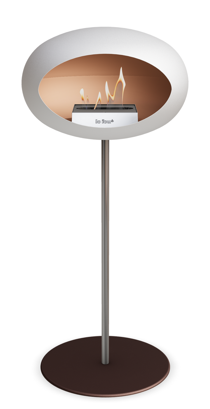 Le Feu GROUND STEEL HIGH Weiss Ø 25 mm – Rohr Edelstahl, Brenner Edelstahl, Bodenplatte Mokka