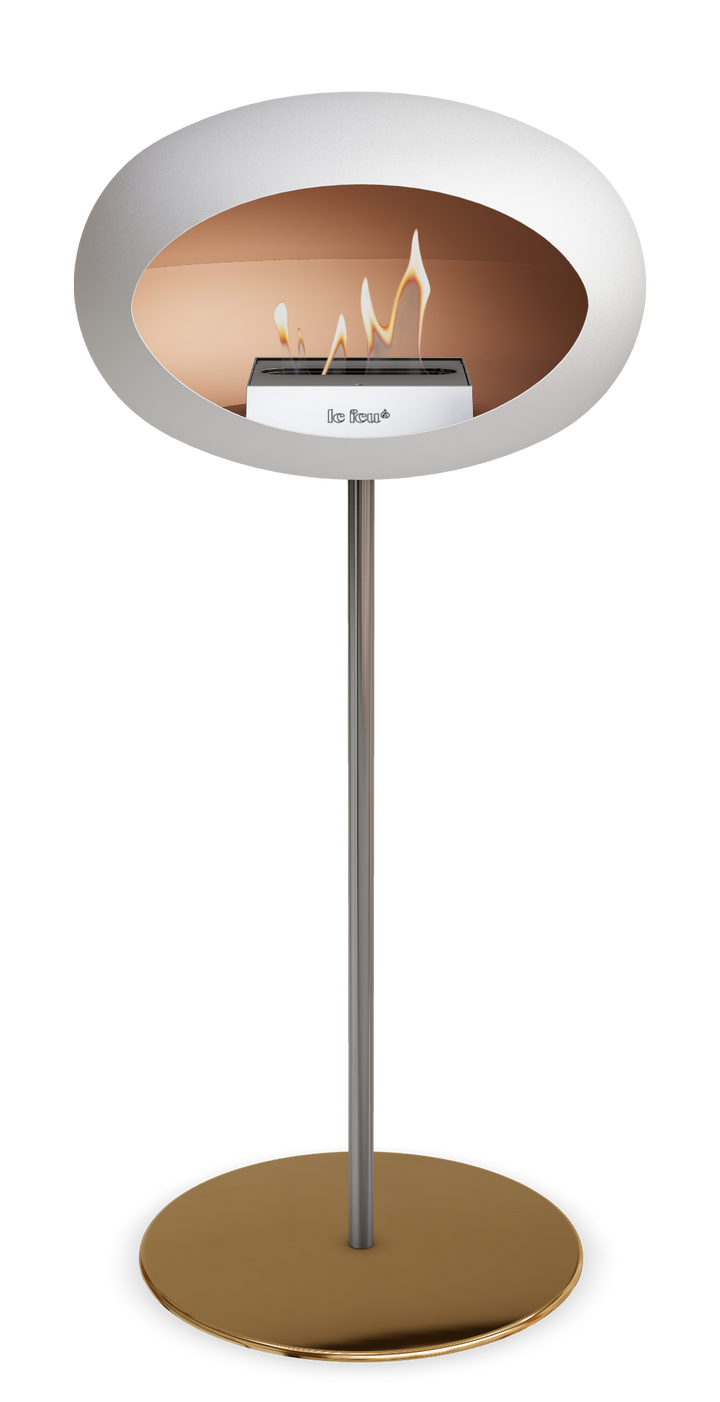 Le Feu GROUND STEEL HIGH Weiss Ø 25 mm – Rohr Edelstahl, Brenner Edelstahl, Bodenplatte Roségold