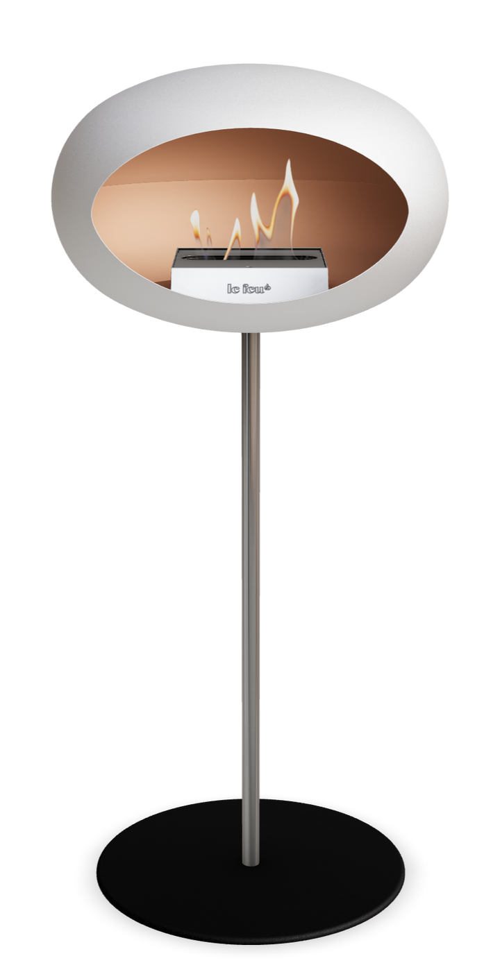 Le Feu GROUND STEEL HIGH Weiss Ø 25 mm – Rohr Edelstahl, Brenner Edelstahl, Bodenplatte Schwarz