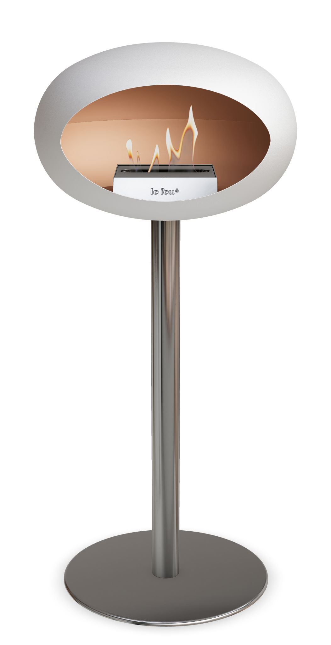 Le Feu GROUND STEEL HIGH Weiss Ø 60 mm – Rohr Edelstahl, Brenner Edelstahl, Bodenplatte Edelstahl
