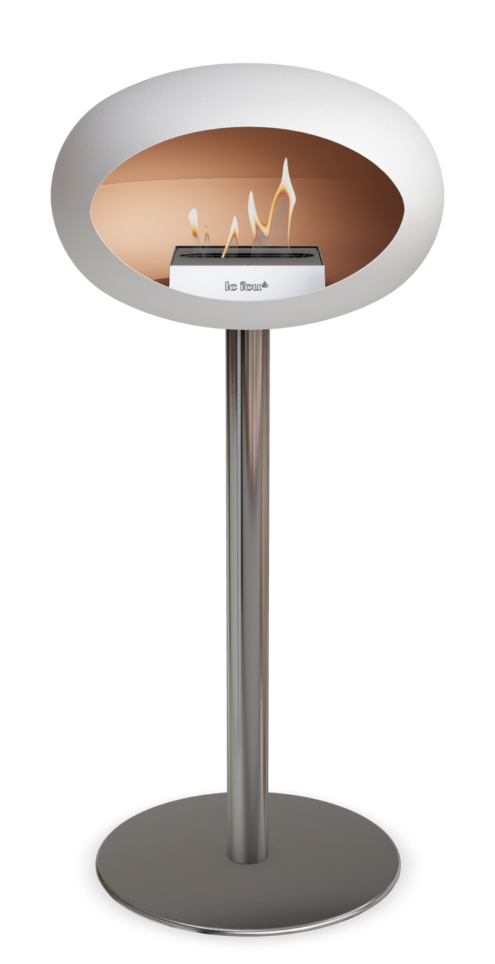 Le Feu GROUND STEEL HIGH Weiss Ø 60 mm – Rohr Edelstahl, Brenner Edelstahl, Bodenplatte Edelstahl