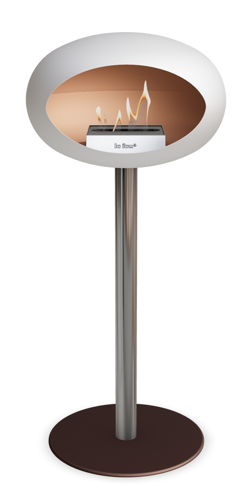 Le Feu GROUND STEEL HIGH Weiss Ø 60 mm – Rohr Edelstahl, Brenner Edelstahl, Bodenplatte Mokka