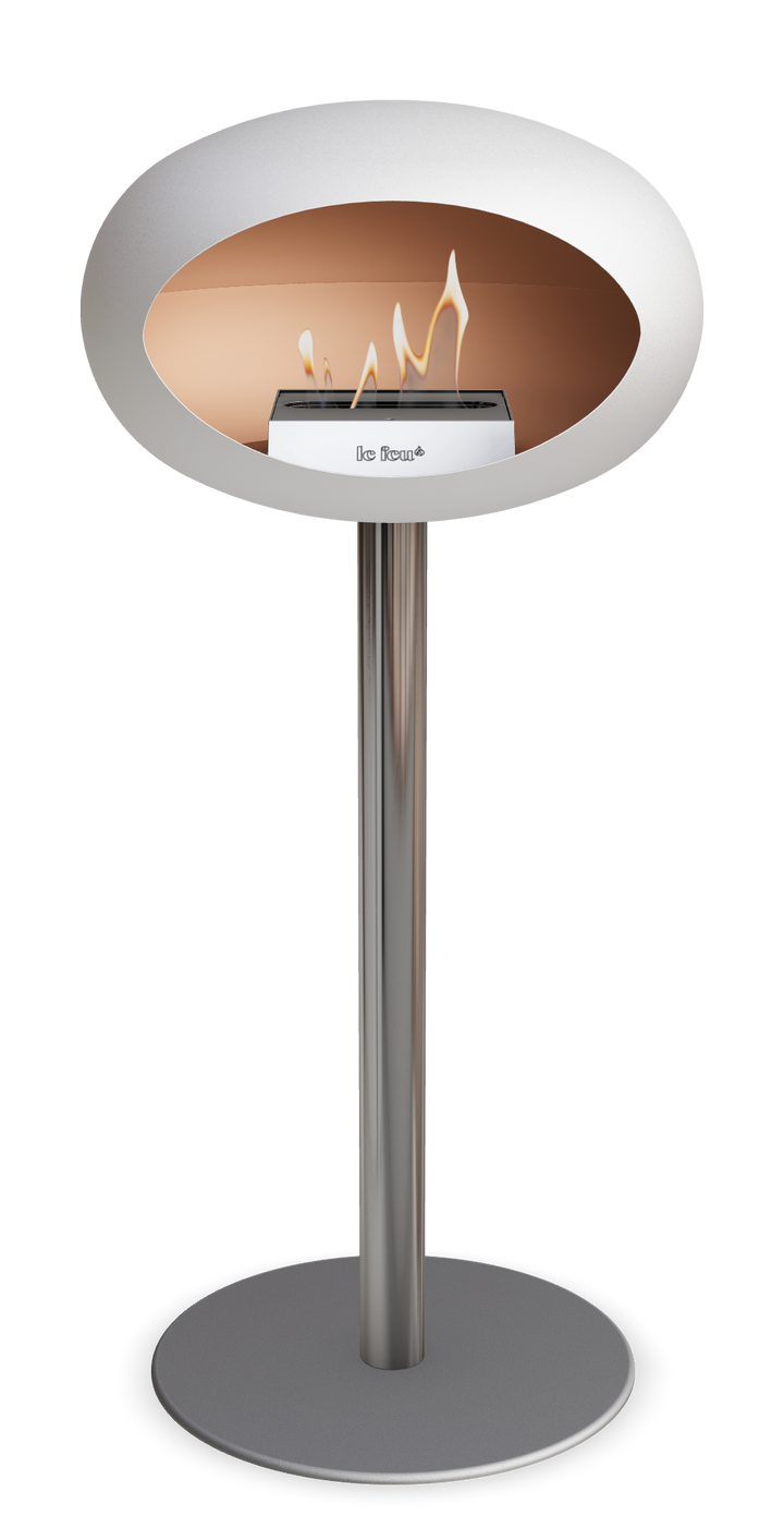 Le Feu GROUND STEEL HIGH Weiss Ø 60 mm – Rohr Edelstahl, Brenner Edelstahl, Bodenplatte Nickel