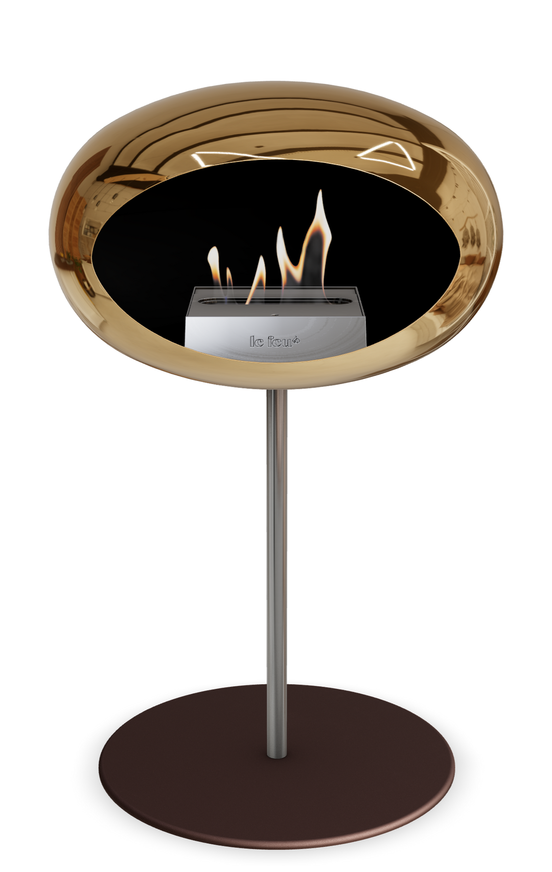 Le Feu GROUND STEEL LOW Chrom Roségold Ø 25 mm – Rohr Edelstahl, Brenner Edelstahl, Bodenplatte Mokka