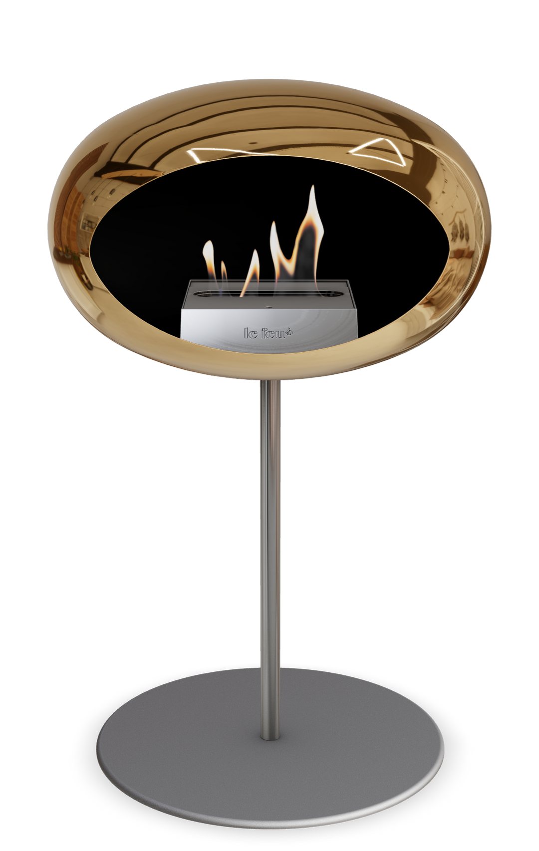 Le Feu GROUND STEEL LOW Chrom Roségold Ø 25 mm – Rohr Edelstahl, Brenner Edelstahl, Bodenplatte Nickel