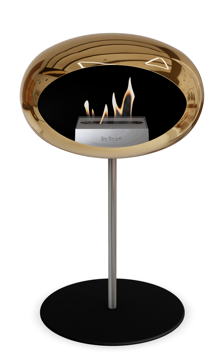 Le Feu GROUND STEEL LOW Chrom Roségold Ø 25 mm – Rohr Edelstahl, Brenner Edelstahl, Bodenplatte Schwarz