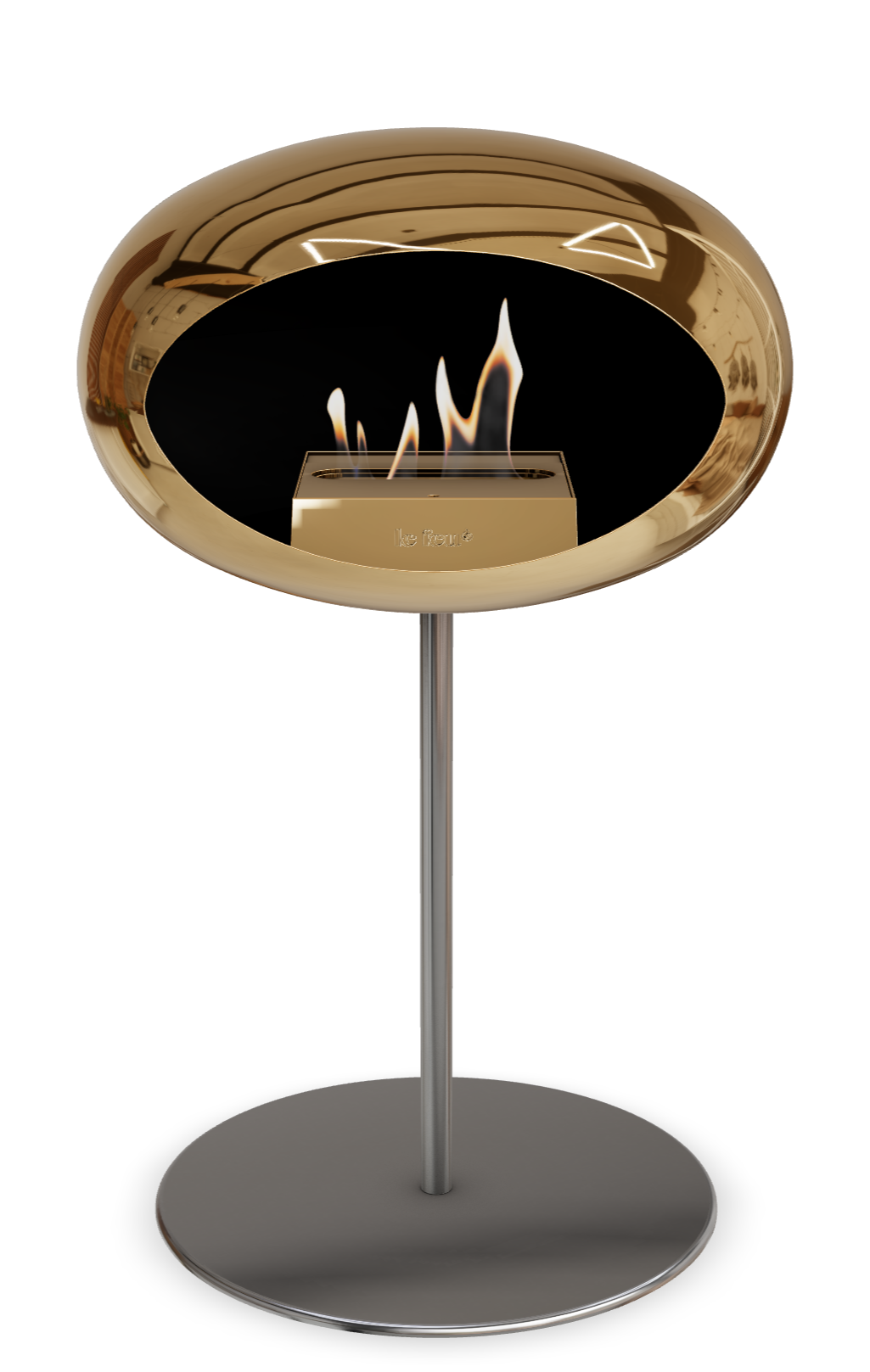 Le Feu GROUND STEEL LOW Chrom Roségold Ø 25 mm – Rohr Edelstahl, Brenner Roségold, Bodenplatte Edelstahl