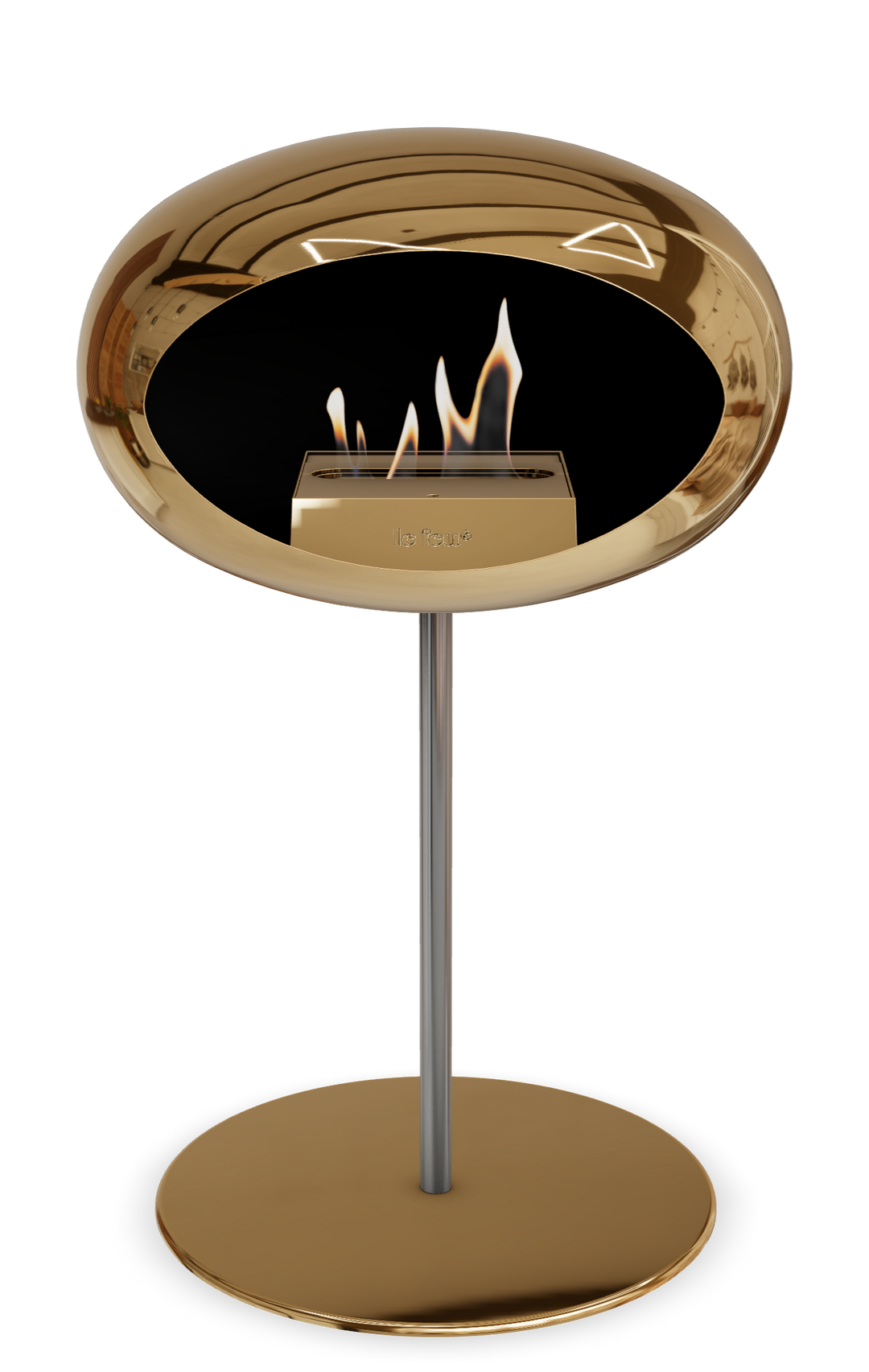 Le Feu GROUND STEEL LOW Chrom Roségold Ø 25 mm – Rohr Edelstahl, Brenner Roségold, Bodenplatte Roségold