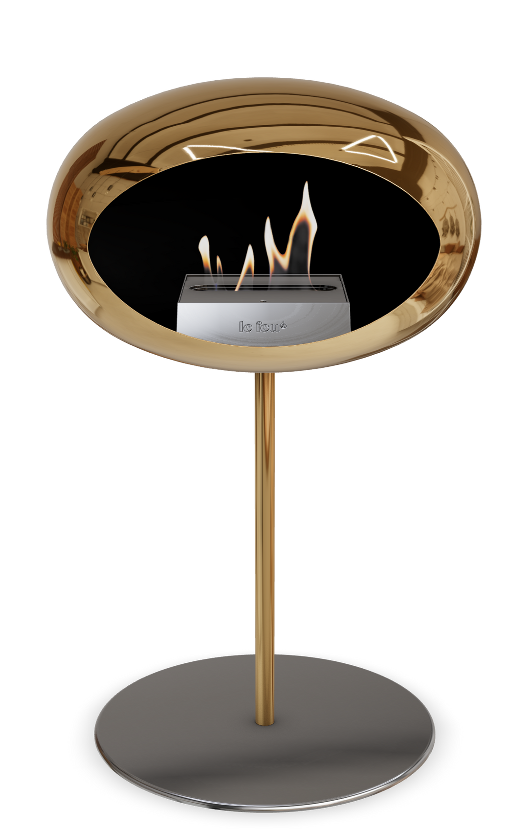 Le Feu GROUND STEEL LOW Chrom Roségold Ø 25 mm – Rohr Roségold, Brenner Edelstahl, Bodenplatte Edelstahl
