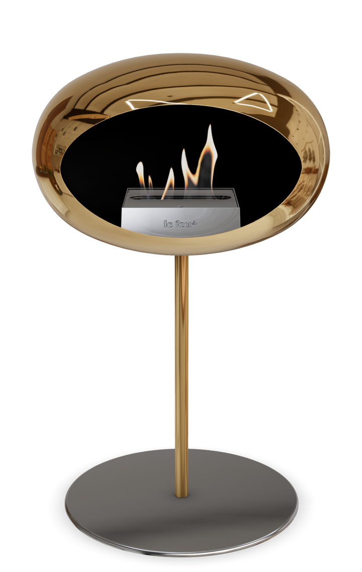 Le Feu GROUND STEEL LOW Chrom Roségold Ø 25 mm – Rohr Roségold, Brenner Edelstahl, Bodenplatte Edelstahl