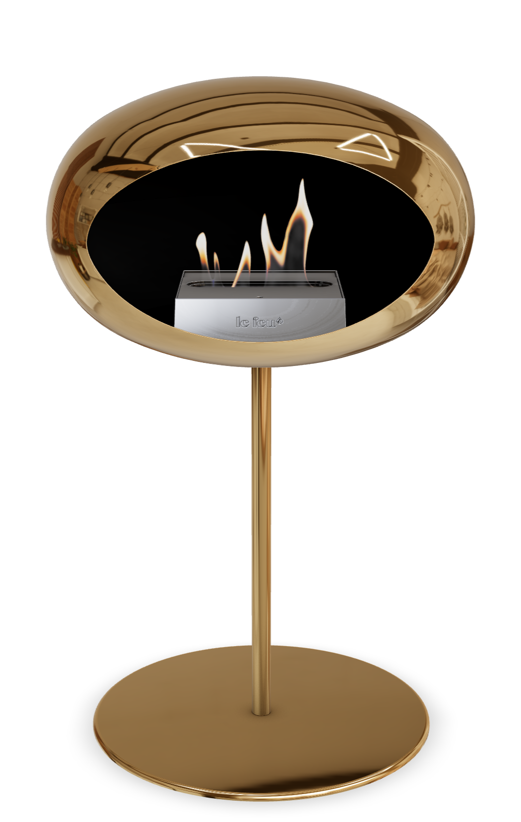 Le Feu GROUND STEEL LOW Chrom Roségold Ø 25 mm – Rohr Roségold, Brenner Edelstahl, Bodenplatte Roségold