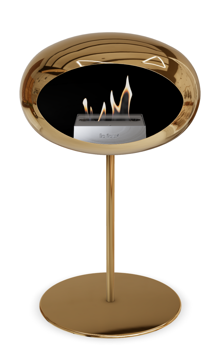 Le Feu GROUND STEEL LOW Chrom Roségold Ø 25 mm – Rohr Roségold, Brenner Edelstahl, Bodenplatte Roségold
