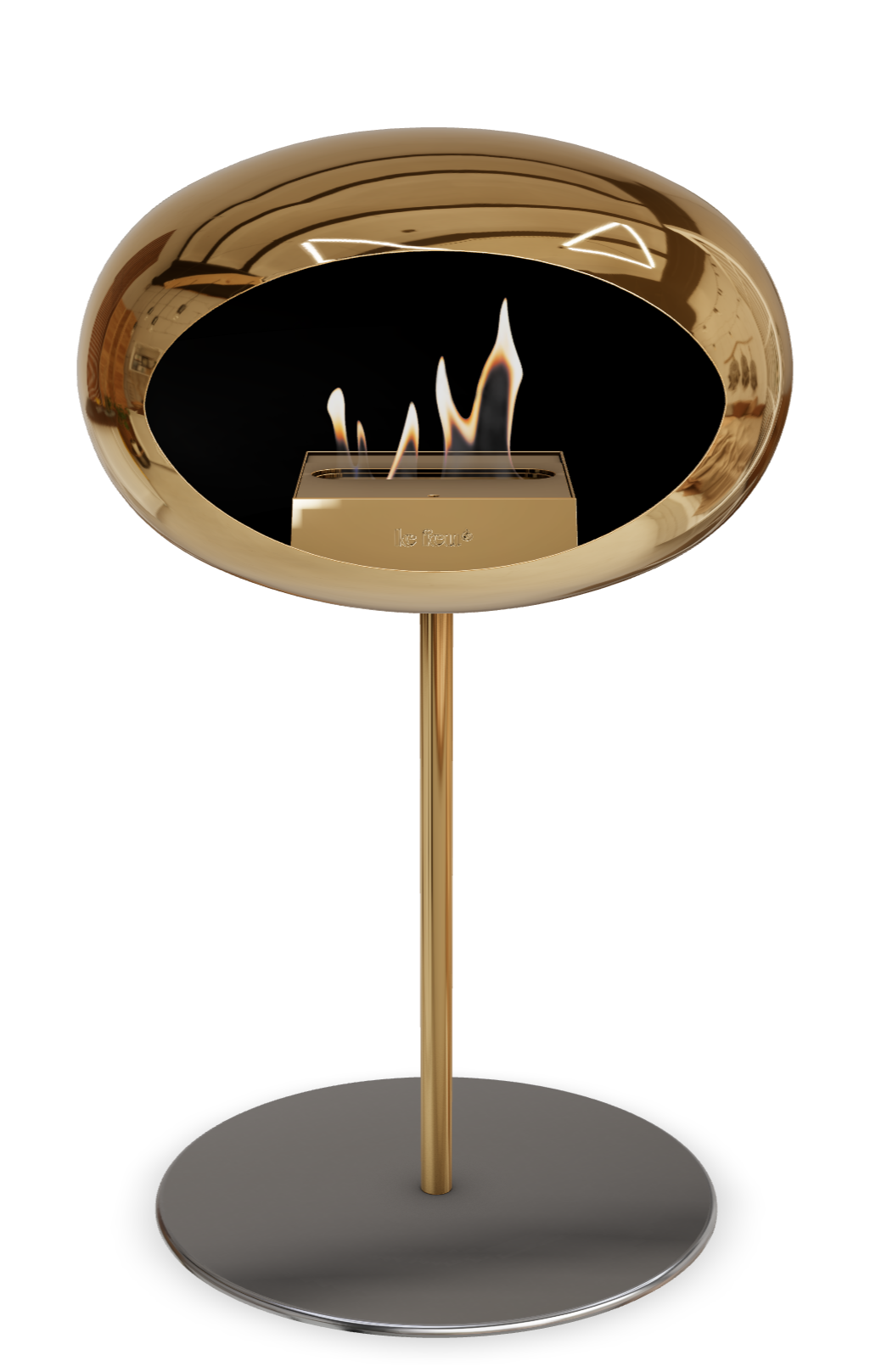 Le Feu GROUND STEEL LOW Chrom Roségold Ø 25 mm – Rohr Roségold, Brenner Roségold, Bodenplatte Edelstahl