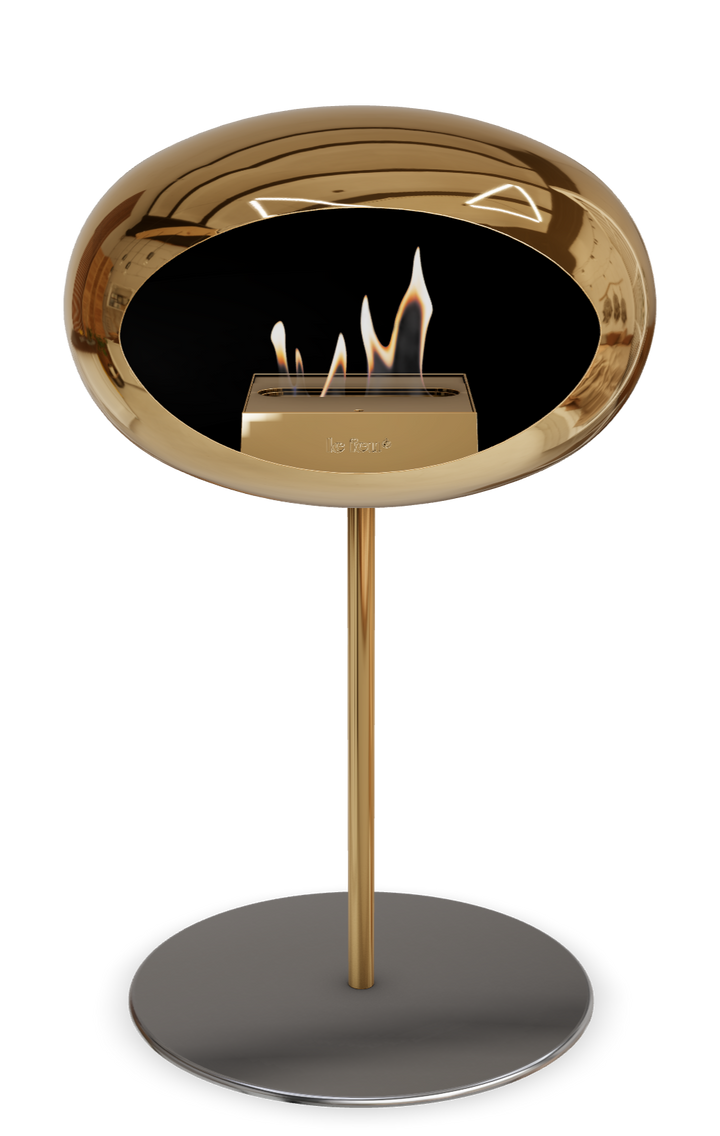 Le Feu GROUND STEEL LOW Chrom Roségold Ø 25 mm – Rohr Roségold, Brenner Roségold, Bodenplatte Edelstahl