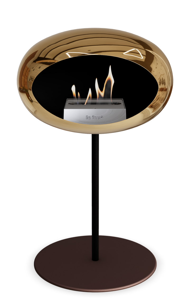 Le Feu GROUND STEEL LOW Chrom Roségold Ø 25 mm – Rohr Schwarz, Brenner Edelstahl, Bodenplatte Mokka