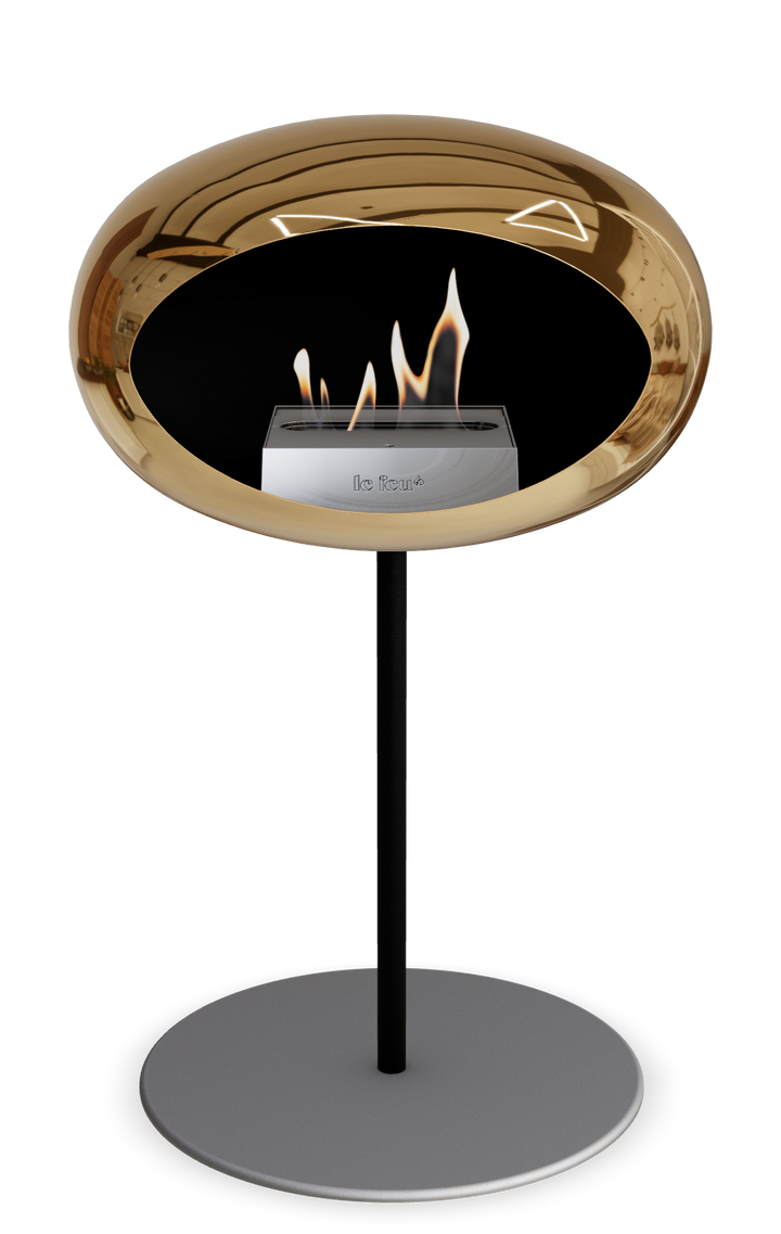 Le Feu GROUND STEEL LOW Chrom Roségold Ø 25 mm – Rohr Schwarz, Brenner Edelstahl, Bodenplatte Nickel