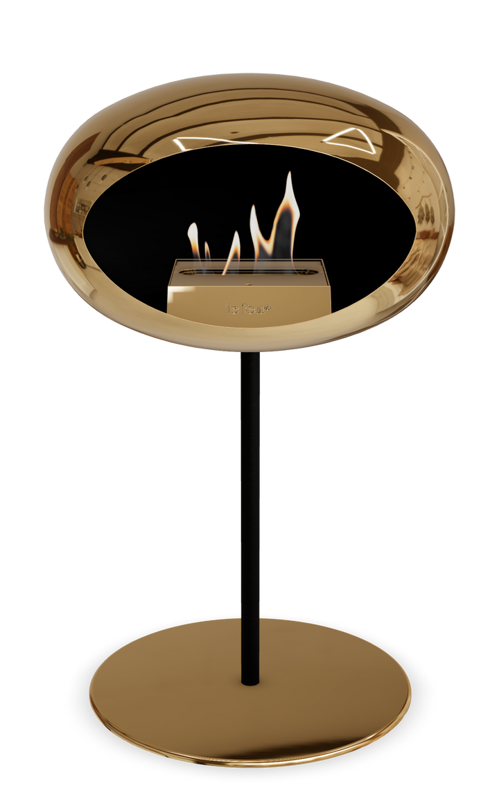 Le Feu GROUND STEEL LOW Chrom Roségold Ø 25 mm – Rohr Schwarz, Brenner Roségold, Bodenplatte Roségold