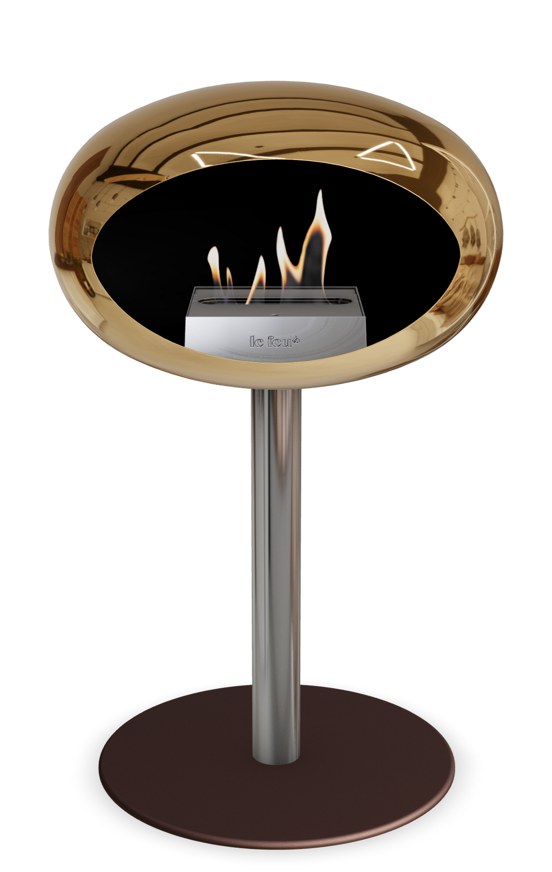 Le Feu GROUND STEEL LOW Chrom Roségold Ø 60 mm – Rohr Edelstahl, Brenner Edelstahl, Bodenplatte Mokka