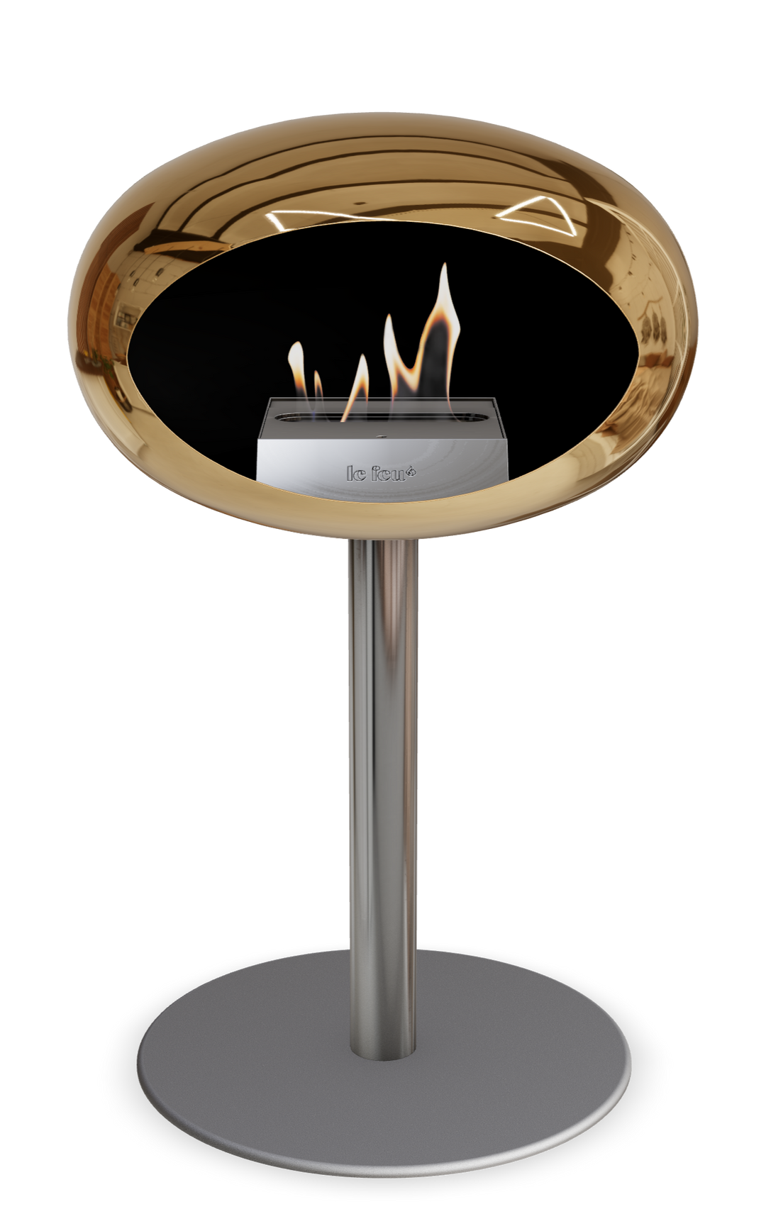 Le Feu GROUND STEEL LOW Chrom Roségold Ø 60 mm – Rohr Edelstahl, Brenner Edelstahl, Bodenplatte Nickel