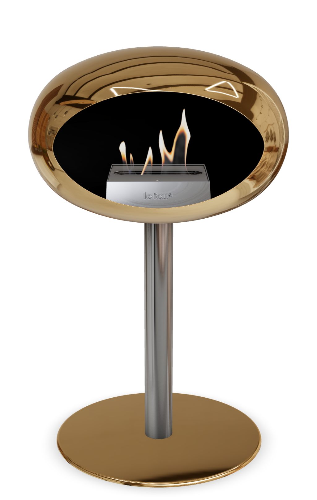 Le Feu GROUND STEEL LOW Chrom Roségold Ø 60 mm – Rohr Edelstahl, Brenner Edelstahl, Bodenplatte Roségold
