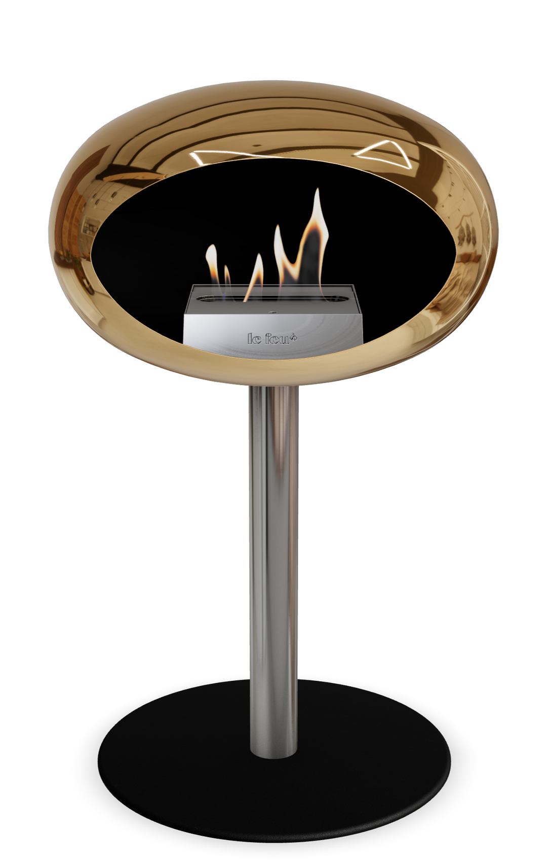 Le Feu GROUND STEEL LOW Chrom Roségold Ø 60 mm – Rohr Edelstahl, Brenner Edelstahl, Bodenplatte Schwarz