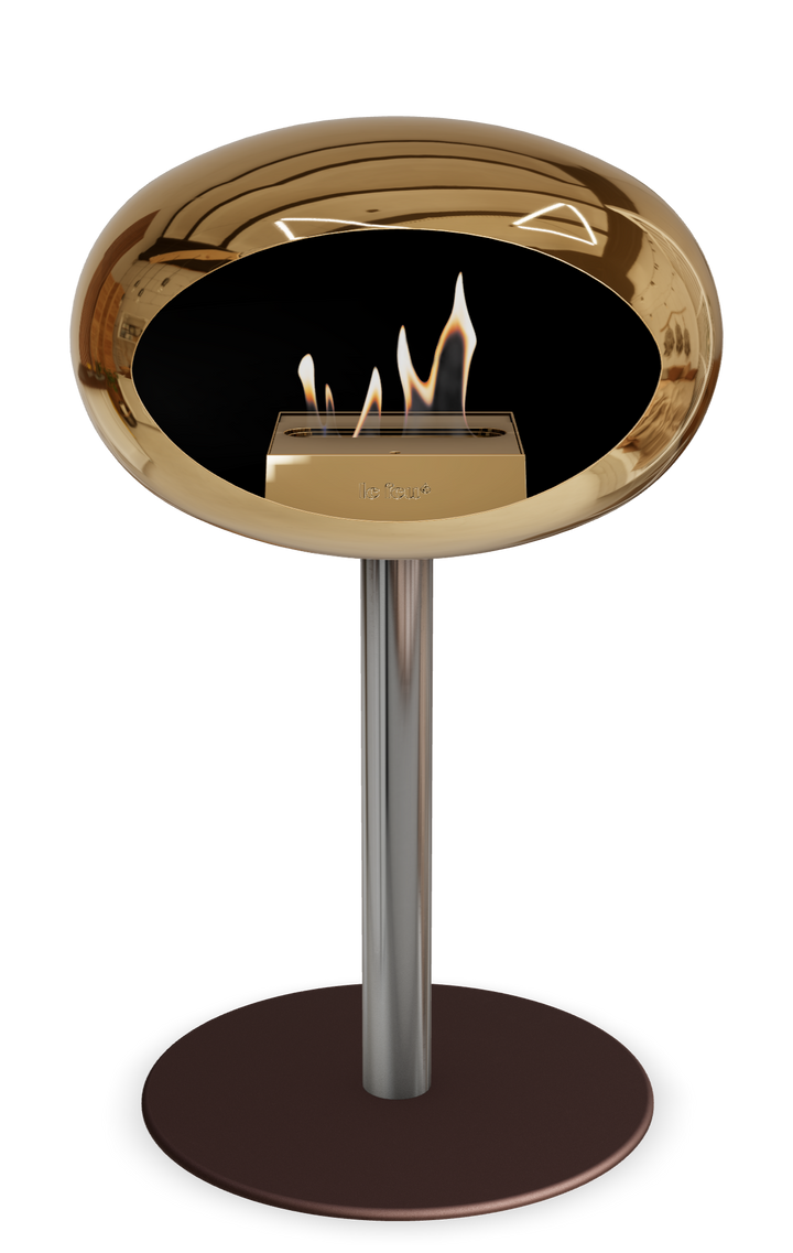 Le Feu GROUND STEEL LOW Chrom Roségold Ø 60 mm – Rohr Edelstahl, Brenner Roségold, Bodenplatte Mokka