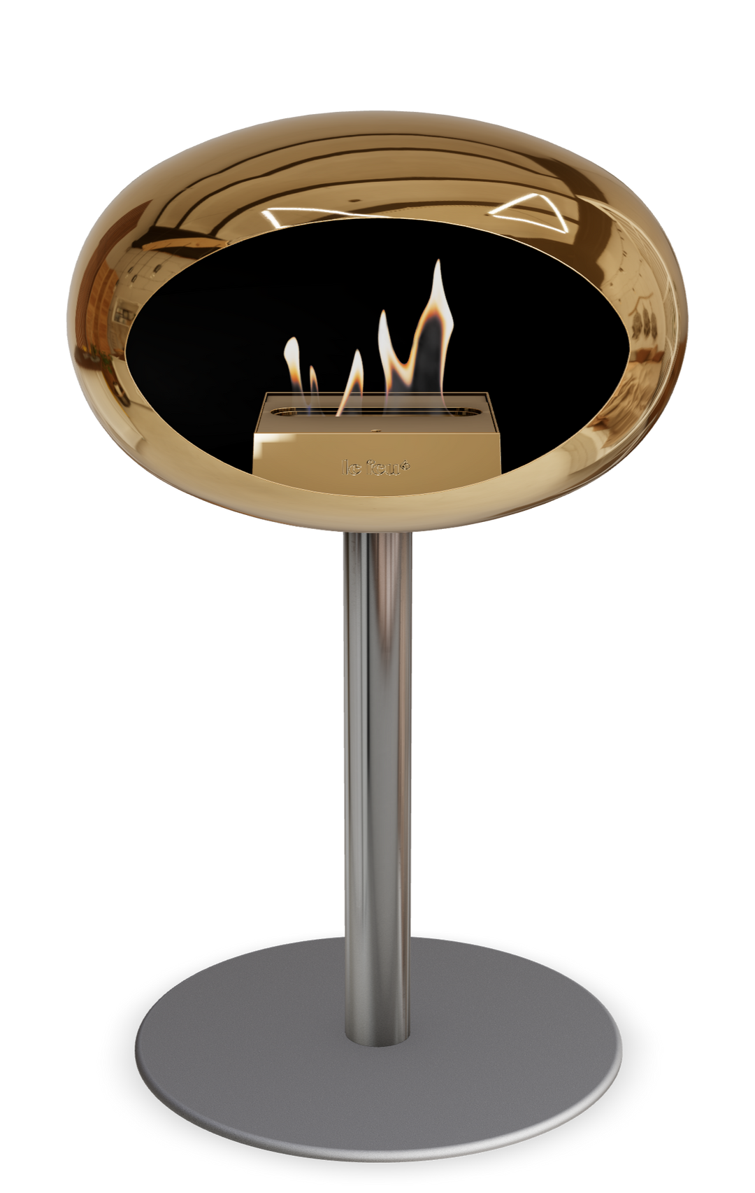 Le Feu GROUND STEEL LOW Chrom Roségold Ø 60 mm – Rohr Edelstahl, Brenner Roségold, Bodenplatte Nickel