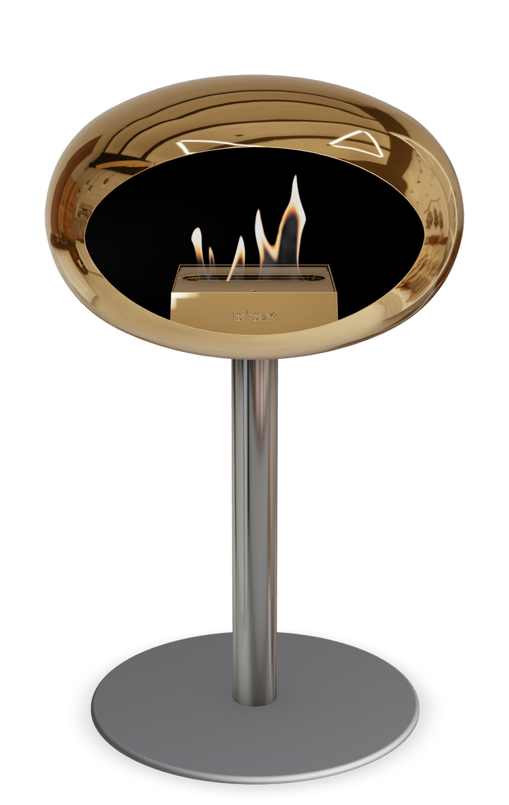 Le Feu GROUND STEEL LOW Chrom Roségold Ø 60 mm – Rohr Edelstahl, Brenner Roségold, Bodenplatte Nickel