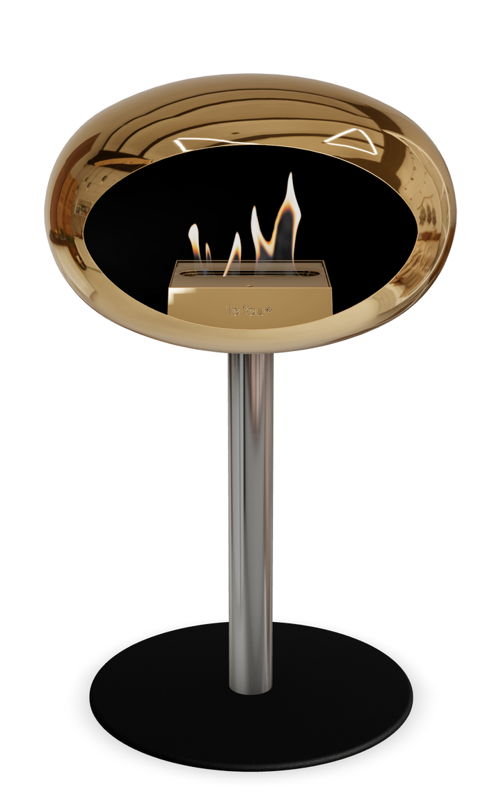 Le Feu GROUND STEEL LOW Chrom Roségold Ø 60 mm – Rohr Edelstahl, Brenner Roségold, Bodenplatte Schwarz
