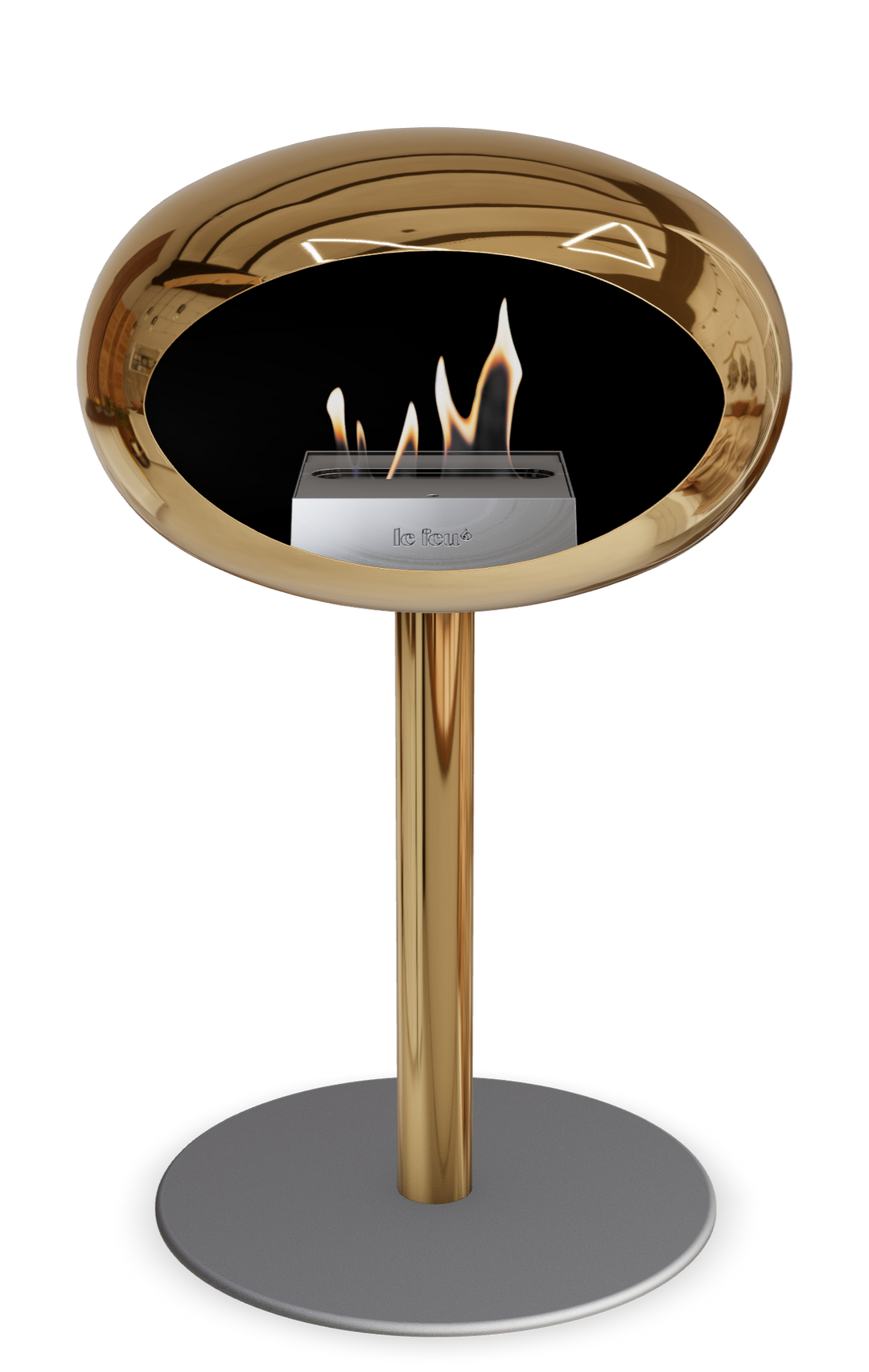 Le Feu GROUND STEEL LOW Chrom Roségold Ø 60 mm – Rohr Roségold, Brenner Edelstahl, Bodenplatte Nickel