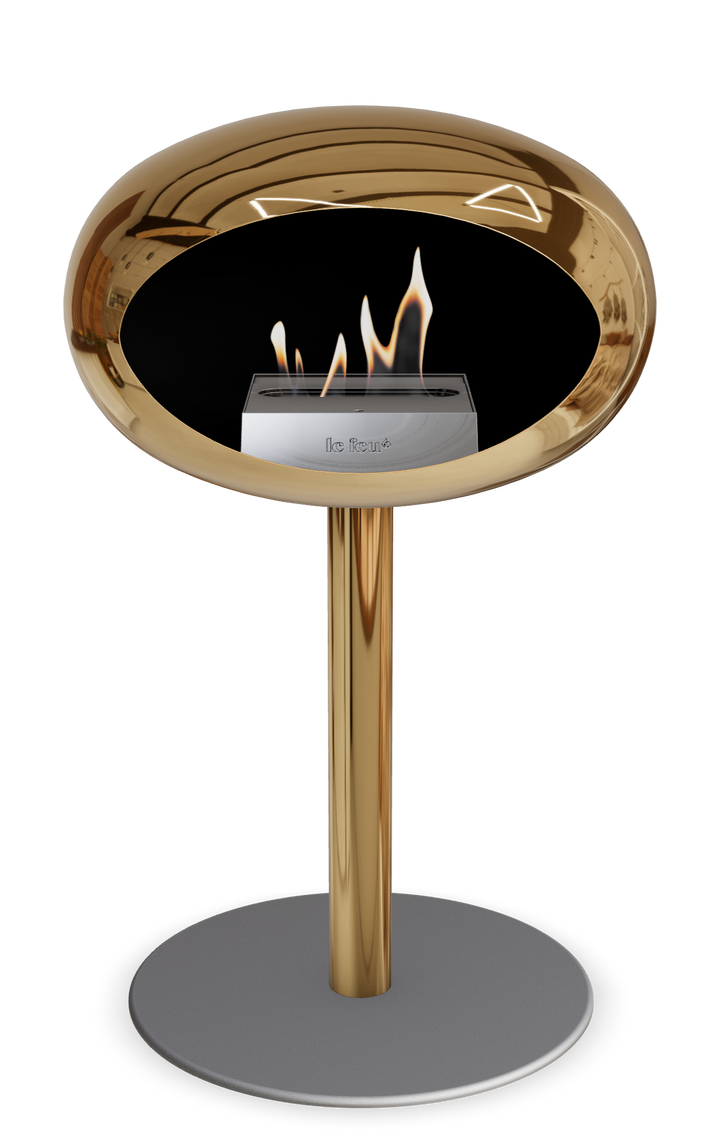 Le Feu GROUND STEEL LOW Chrom Roségold Ø 60 mm – Rohr Roségold, Brenner Edelstahl, Bodenplatte Nickel