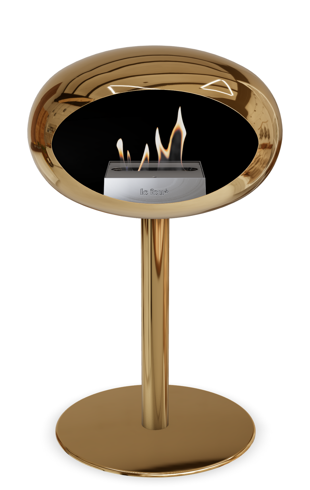 Le Feu GROUND STEEL LOW Chrom Roségold Ø 60 mm – Rohr Roségold, Brenner Edelstahl, Bodenplatte Roségold