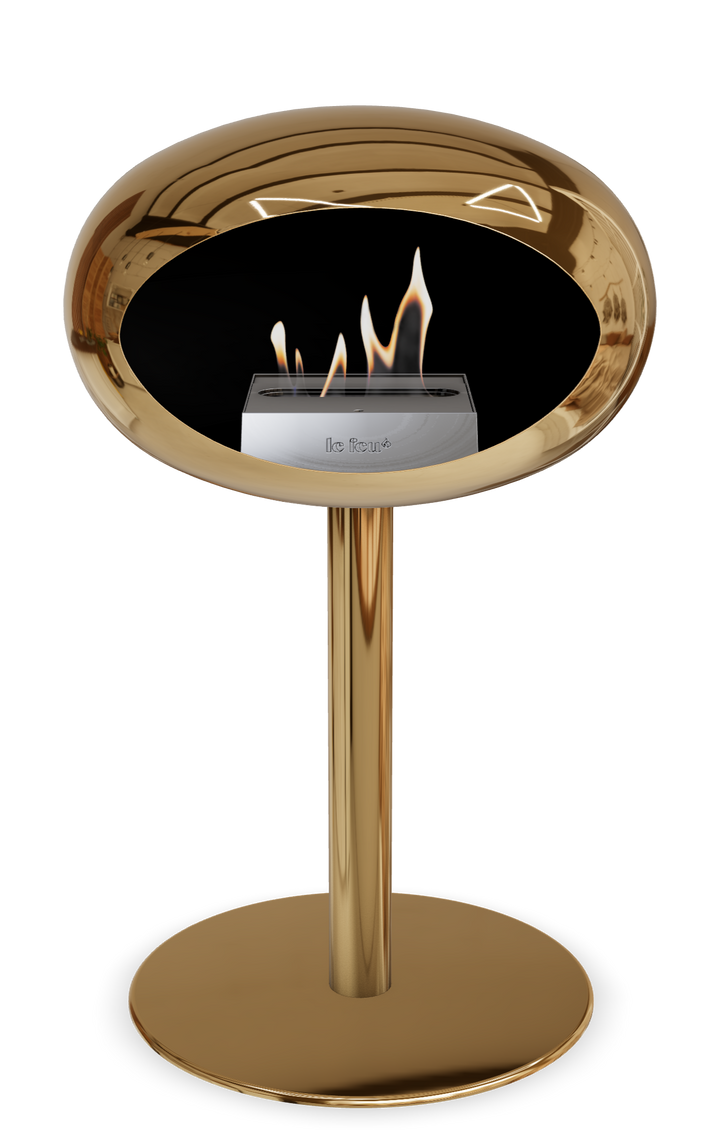 Le Feu GROUND STEEL LOW Chrom Roségold Ø 60 mm – Rohr Roségold, Brenner Edelstahl, Bodenplatte Roségold