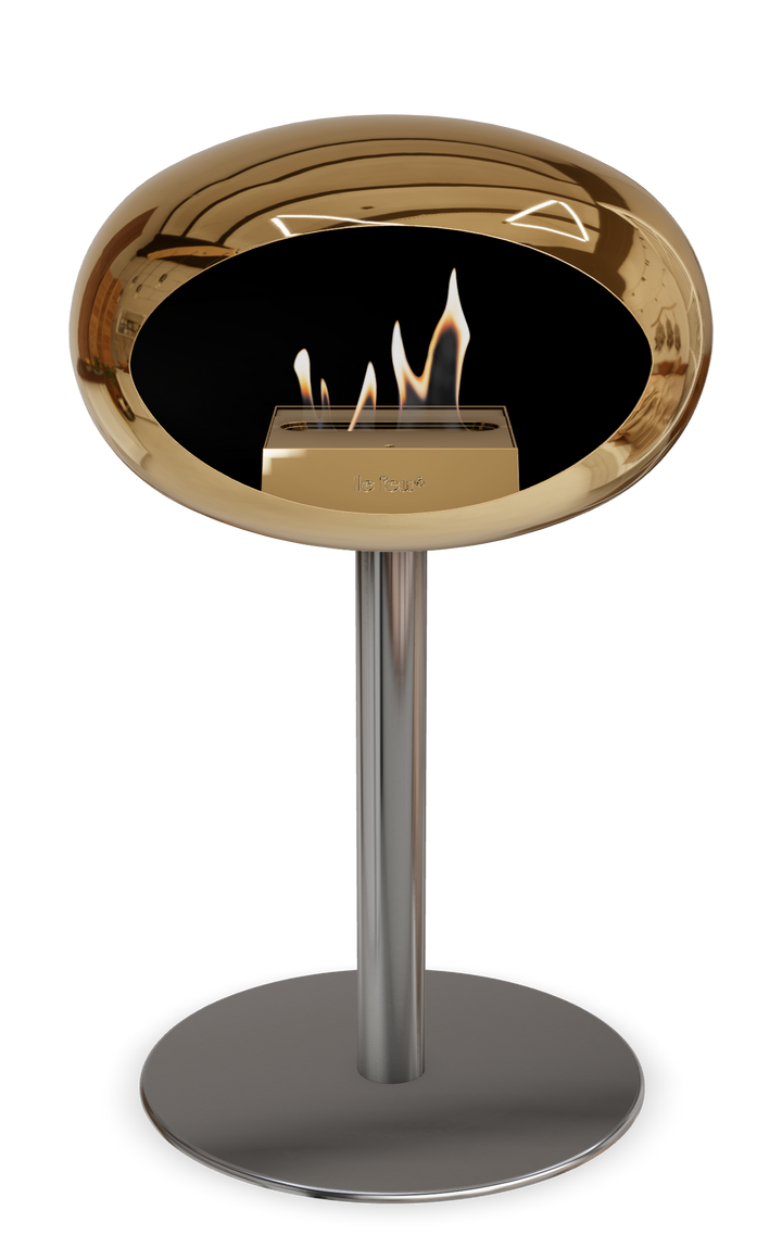 Le Feu GROUND STEEL LOW Chrom Roségold Ø 60 mm – Rohr Roségold, Brenner Roségold, Bodenplatte Edelstahl