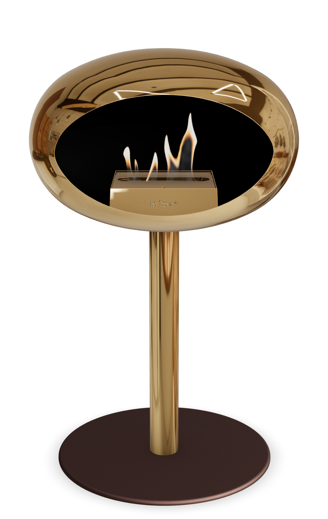Le Feu GROUND STEEL LOW Chrom Roségold Ø 60 mm – Rohr Roségold, Brenner Roségold, Bodenplatte Mokka