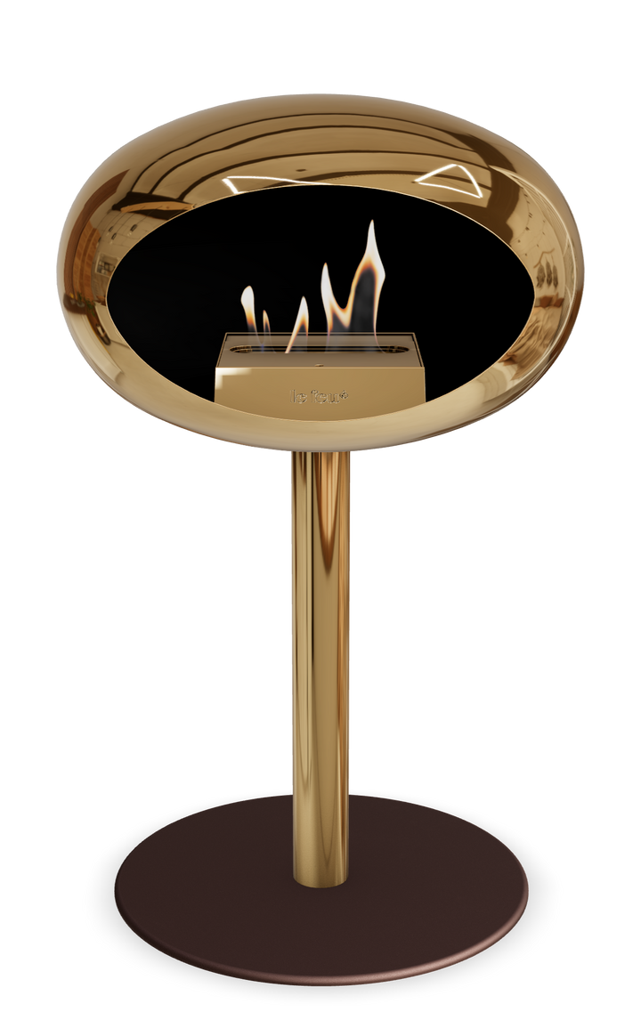 Le Feu GROUND STEEL LOW Chrom Roségold Ø 60 mm – Rohr Roségold, Brenner Roségold, Bodenplatte Mokka